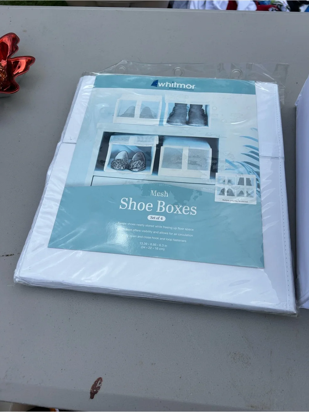 WHIT White Mesh Shoe Storage Boxes - Set of 4